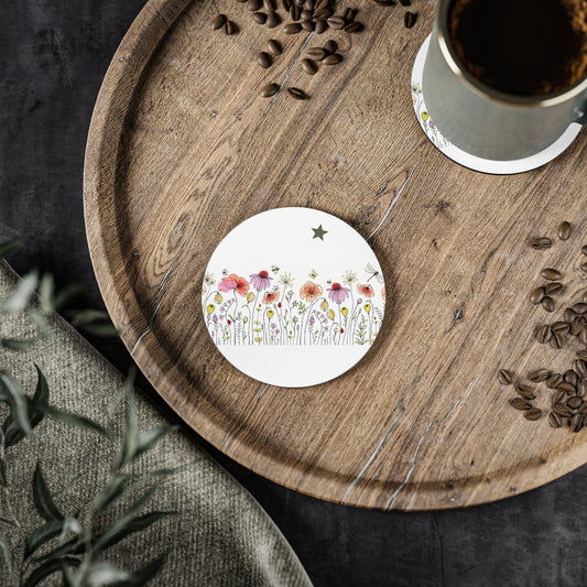 Floral Coasters, Eco-Friendly Drink Coasters for Home Decor, Perfect for Weddings, Housewarming Gifts, Coffee Lovers